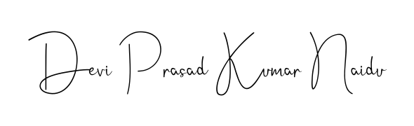 The best way (Andilay-7BmLP) to make a short signature is to pick only two or three words in your name. For converting this name Devi Prasad Kumar Naidu. Devi Prasad Kumar Naidu signature style 4 images and pictures png