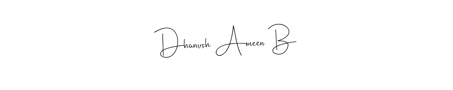You can use this online signature creator to create a handwritten signature for the name Dhanush Ameen B. This is the best online autograph maker. Dhanush Ameen B signature style 4 images and pictures png