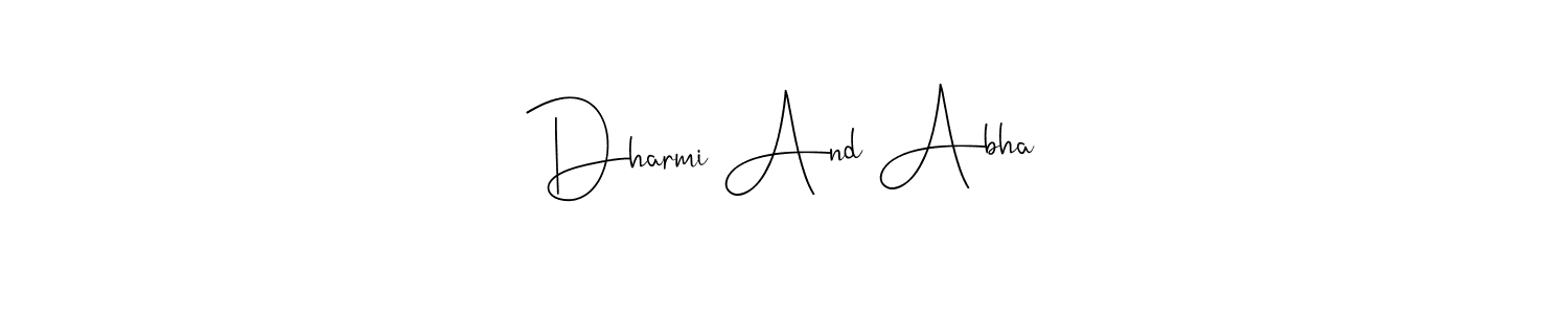 How to make Dharmi And Abha name signature. Use Andilay-7BmLP style for creating short signs online. This is the latest handwritten sign. Dharmi And Abha signature style 4 images and pictures png