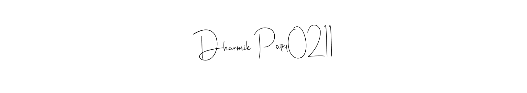 Use a signature maker to create a handwritten signature online. With this signature software, you can design (Andilay-7BmLP) your own signature for name Dharmik Patel0211. Dharmik Patel0211 signature style 4 images and pictures png