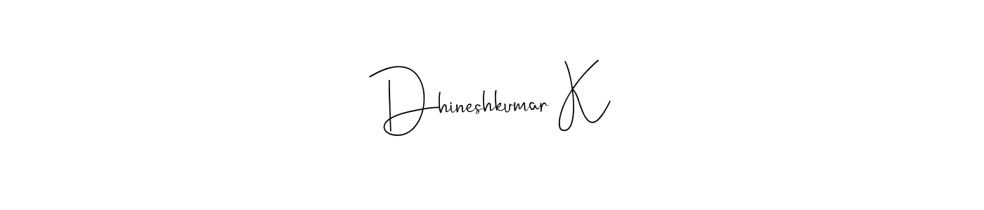 The best way (Andilay-7BmLP) to make a short signature is to pick only two or three words in your name. The name Dhineshkumar K include a total of six letters. For converting this name. Dhineshkumar K signature style 4 images and pictures png