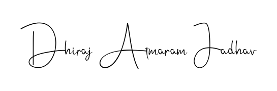 Personalize your online presence with Dhiraj Atmaram Jadhav signature rendered in elegant Andilay-7BmLP font. Great for website footers and blogs. Dhiraj Atmaram Jadhav signature style 4 images and pictures png