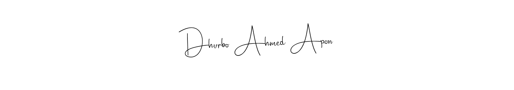 if you are searching for the best signature style for your name Dhurbo Ahmed Apon. so please give up your signature search. here we have designed multiple signature styles  using Andilay-7BmLP. Dhurbo Ahmed Apon signature style 4 images and pictures png