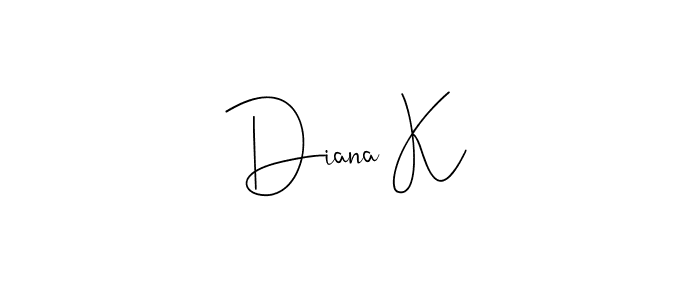 The best way (Andilay-7BmLP) to make a short signature is to pick only two or three words in your name. The name Diana K include a total of six letters. For converting this name. Diana K signature style 4 images and pictures png
