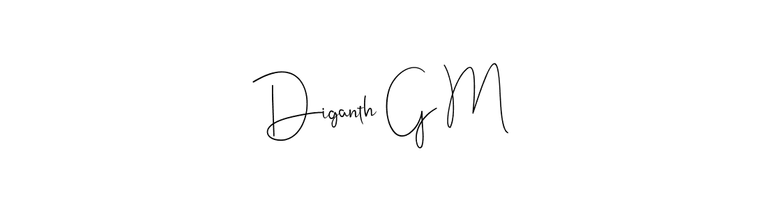 Design your own signature with our free online signature maker. With this signature software, you can create a handwritten (Andilay-7BmLP) signature for name Diganth G M. Diganth G M signature style 4 images and pictures png