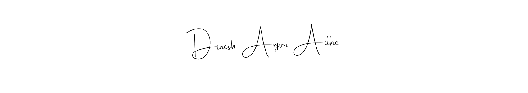 This is the best signature style for the Dinesh Arjun Adhe name. Also you like these signature font (Andilay-7BmLP). Mix name signature. Dinesh Arjun Adhe signature style 4 images and pictures png