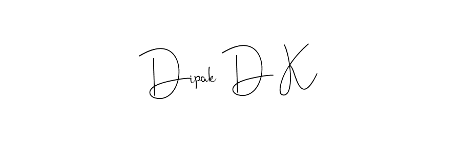 Design your own signature with our free online signature maker. With this signature software, you can create a handwritten (Andilay-7BmLP) signature for name Dipak D K. Dipak D K signature style 4 images and pictures png