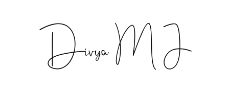 A dynamic signature style for Divya M J using Andilay-7BmLP script. Designed to look authentic, handwritten, and professional. Divya M J signature style 4 images and pictures png