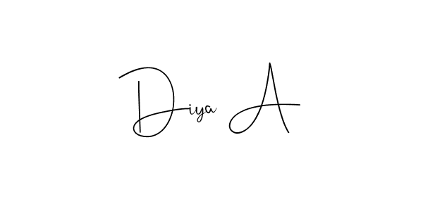 How to make Diya A name signature. Use Andilay-7BmLP style for creating short signs online. This is the latest handwritten sign. Diya A signature style 4 images and pictures png