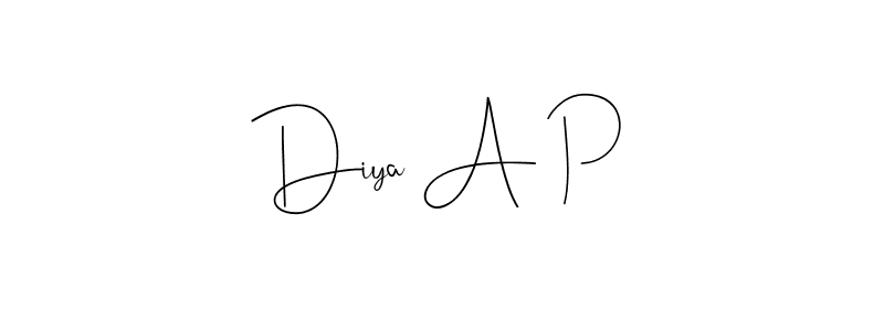 Once you've used our free online signature maker to create your best signature Andilay-7BmLP style, it's time to enjoy all of the benefits that Diya A P name signing documents. Diya A P signature style 4 images and pictures png
