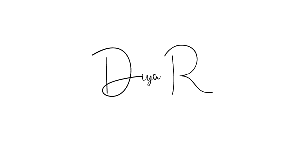 if you are searching for the best signature style for your name Diya R. so please give up your signature search. here we have designed multiple signature styles  using Andilay-7BmLP. Diya R signature style 4 images and pictures png
