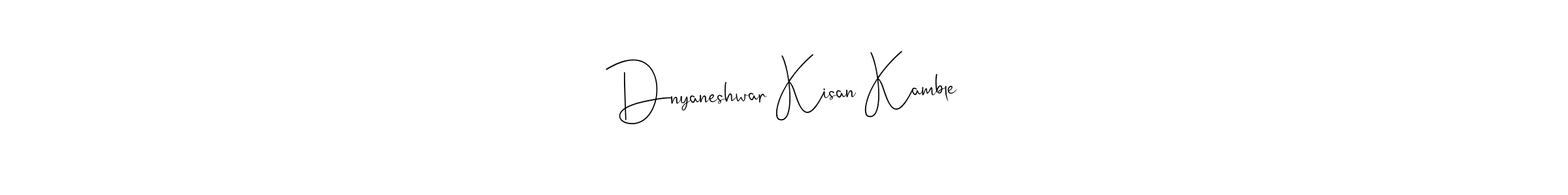 How to make Dnyaneshwar Kisan Kamble name signature. Use Andilay-7BmLP style for creating short signs online. This is the latest handwritten sign. Dnyaneshwar Kisan Kamble signature style 4 images and pictures png