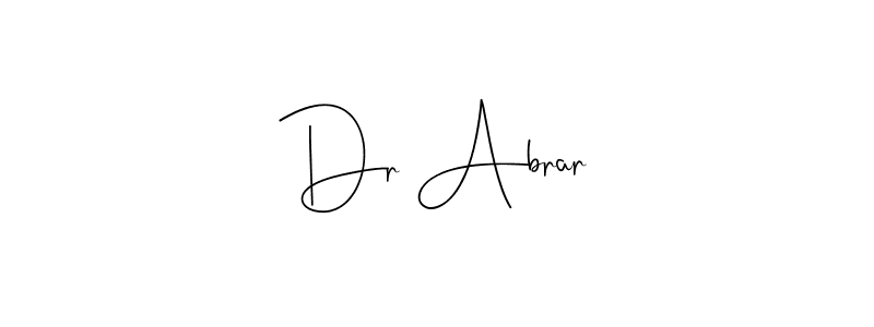 if you are searching for the best signature style for your name Dr Abrar. so please give up your signature search. here we have designed multiple signature styles  using Andilay-7BmLP. Dr Abrar signature style 4 images and pictures png