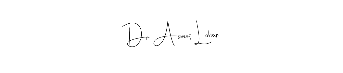 This is the best signature style for the Dr Asmat Lohar name. Also you like these signature font (Andilay-7BmLP). Mix name signature. Dr Asmat Lohar signature style 4 images and pictures png
