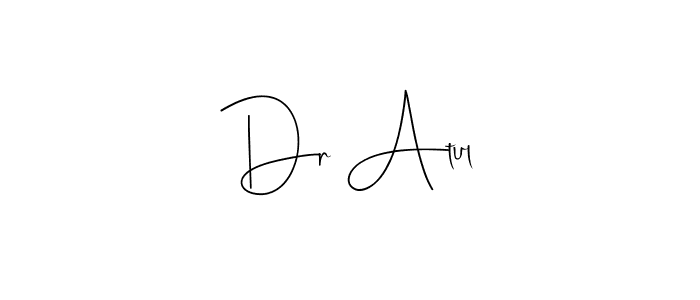 Also You can easily find your signature by using the search form. We will create Dr Atul name handwritten signature images for you free of cost using Andilay-7BmLP sign style. Dr Atul signature style 4 images and pictures png