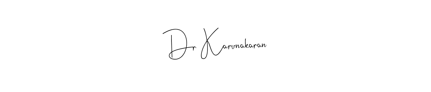 How to make Dr Karunakaran name signature. Use Andilay-7BmLP style for creating short signs online. This is the latest handwritten sign. Dr Karunakaran signature style 4 images and pictures png