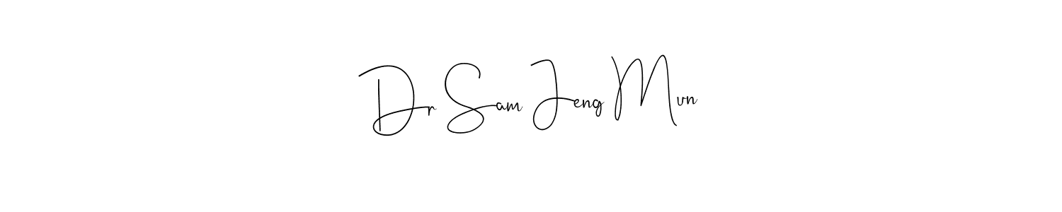 The best way (Andilay-7BmLP) to make a short signature is to pick only two or three words in your name. The name Dr Sam Jeng Mun include a total of six letters. For converting this name. Dr Sam Jeng Mun signature style 4 images and pictures png