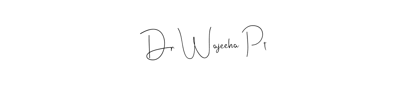 The best way (Andilay-7BmLP) to make a short signature is to pick only two or three words in your name. The name Dr Wajeeha Pt include a total of six letters. For converting this name. Dr Wajeeha Pt signature style 4 images and pictures png