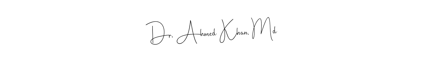 The best way (Andilay-7BmLP) to make a short signature is to pick only two or three words in your name. The name Dr. Ahmed Khan, Md include a total of six letters. For converting this name. Dr. Ahmed Khan, Md signature style 4 images and pictures png