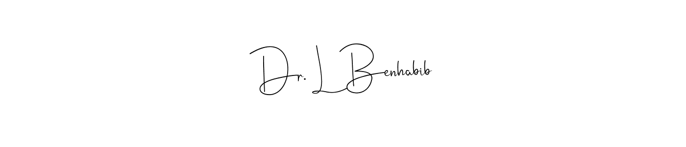 This is the best signature style for the Dr. L Benhabib name. Also you like these signature font (Andilay-7BmLP). Mix name signature. Dr. L Benhabib signature style 4 images and pictures png