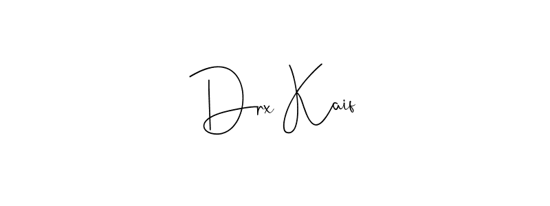 Also You can easily find your signature by using the search form. We will create Drx Kaif name handwritten signature images for you free of cost using Andilay-7BmLP sign style. Drx Kaif signature style 4 images and pictures png