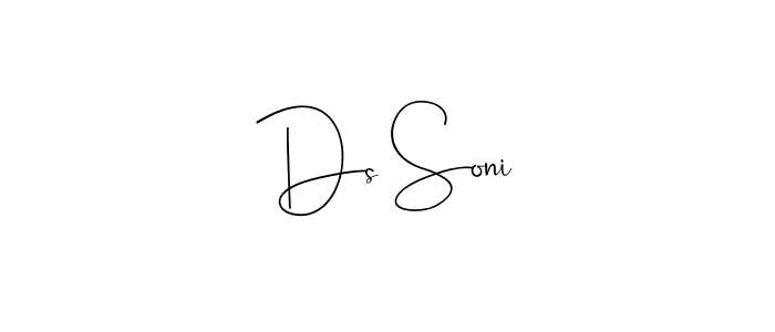 Similarly Andilay-7BmLP is the best handwritten signature design. Signature creator online .You can use it as an online autograph creator for name Ds Soni. Ds Soni signature style 4 images and pictures png