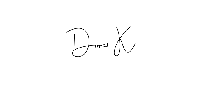 Andilay-7BmLP is a professional signature style that is perfect for those who want to add a touch of class to their signature. It is also a great choice for those who want to make their signature more unique. Get Durai K name to fancy signature for free. Durai K signature style 4 images and pictures png