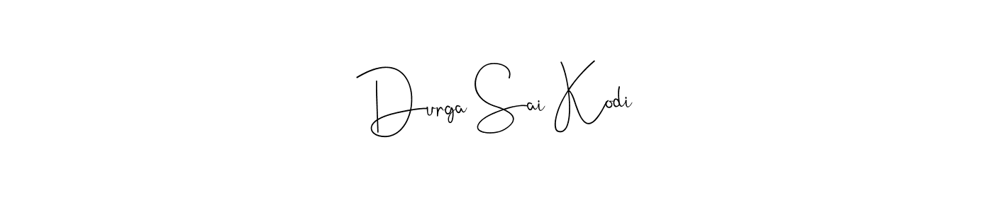You can use this online signature creator to create a handwritten signature for the name Durga Sai Kodi. This is the best online autograph maker. Durga Sai Kodi signature style 4 images and pictures png