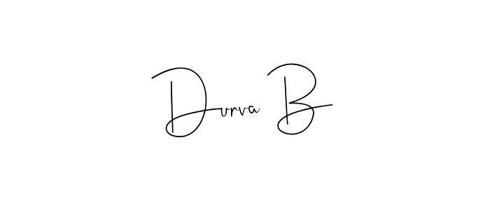 Make a beautiful signature design for name Durva B. With this signature (Andilay-7BmLP) style, you can create a handwritten signature for free. Durva B signature style 4 images and pictures png