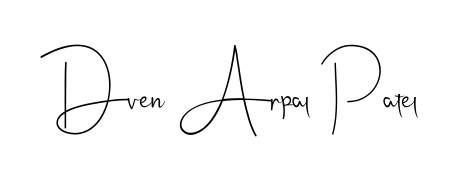 Personalize your online presence with Dven Arpal Patel signature rendered in elegant Andilay-7BmLP font. Great for website footers and blogs. Dven Arpal Patel signature style 4 images and pictures png