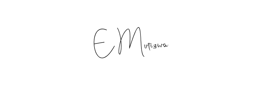 if you are searching for the best signature style for your name E Mutizwa. so please give up your signature search. here we have designed multiple signature styles  using Andilay-7BmLP. E Mutizwa signature style 4 images and pictures png