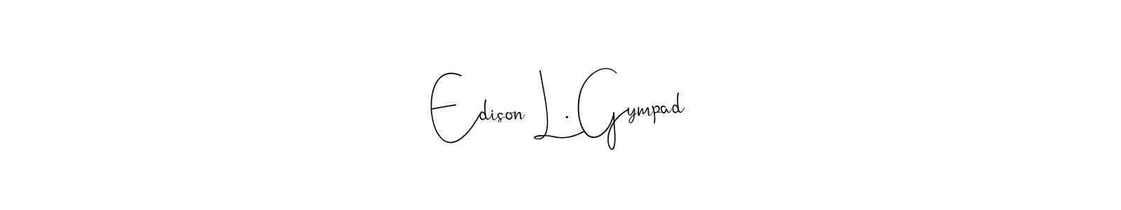 if you are searching for the best signature style for your name Edison L. Gympad. so please give up your signature search. here we have designed multiple signature styles  using Andilay-7BmLP. Edison L. Gympad signature style 4 images and pictures png