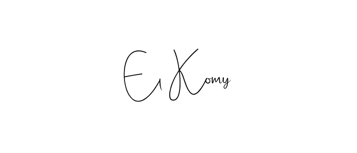 The best way (Andilay-7BmLP) to make a short signature is to pick only two or three words in your name. The name El Komy include a total of six letters. For converting this name. El Komy signature style 4 images and pictures png