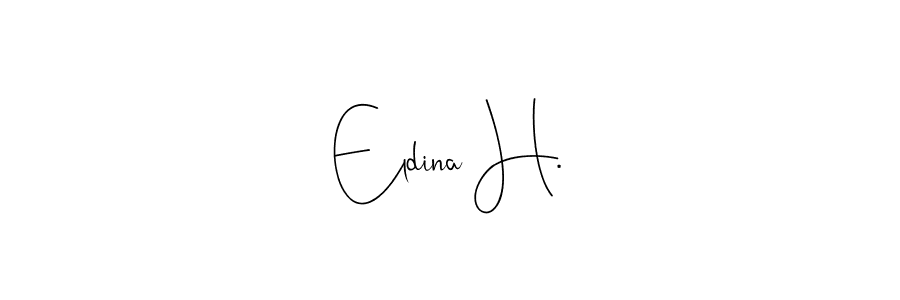 The best way (Andilay-7BmLP) to make a short signature is to pick only two or three words in your name. The name Eldina H. include a total of six letters. For converting this name. Eldina H. signature style 4 images and pictures png