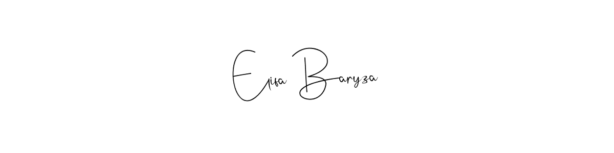 Andilay-7BmLP is a professional signature style that is perfect for those who want to add a touch of class to their signature. It is also a great choice for those who want to make their signature more unique. Get Elifa Baryza name to fancy signature for free. Elifa Baryza signature style 4 images and pictures png