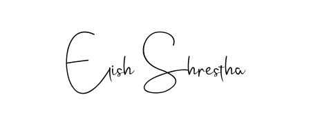 A modern signature idea for name Elish Shrestha using Andilay-7BmLP font. Clean strokes and elegant curves make it stand out instantly. Elish Shrestha signature style 4 images and pictures png