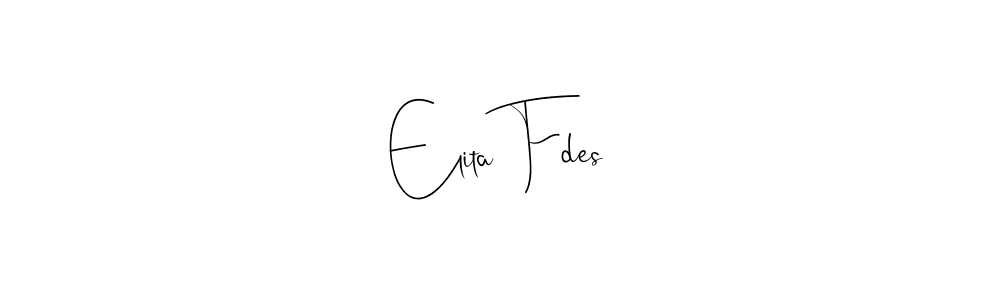 The best way (Andilay-7BmLP) to make a short signature is to pick only two or three words in your name. The name Elita Fdes include a total of six letters. For converting this name. Elita Fdes signature style 4 images and pictures png