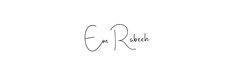 You should practise on your own different ways (Andilay-7BmLP) to write your name (Em Rabeeh) in signature. don't let someone else do it for you. Em Rabeeh signature style 4 images and pictures png
