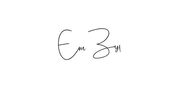 How to make Em Zyl name signature. Use Andilay-7BmLP style for creating short signs online. This is the latest handwritten sign. Em Zyl signature style 4 images and pictures png