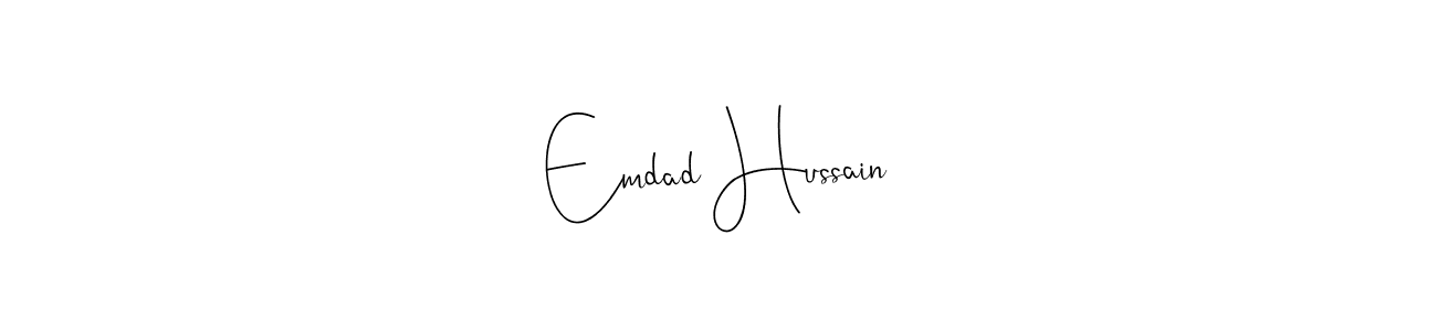 The best way (Andilay-7BmLP) to make a short signature is to pick only two or three words in your name. The name Emdad Hussain include a total of six letters. For converting this name. Emdad Hussain signature style 4 images and pictures png