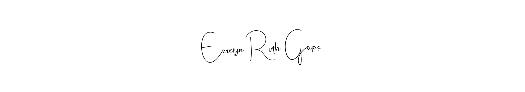 How to make Emelyn Ruth Galas name signature. Use Andilay-7BmLP style for creating short signs online. This is the latest handwritten sign. Emelyn Ruth Galas signature style 4 images and pictures png