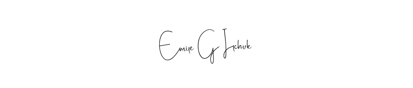 The best way (Andilay-7BmLP) to make a short signature is to pick only two or three words in your name. The name Emile G Ilchuk include a total of six letters. For converting this name. Emile G Ilchuk signature style 4 images and pictures png