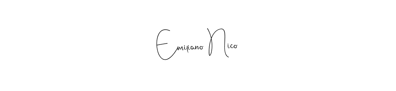 The best way (Andilay-7BmLP) to make a short signature is to pick only two or three words in your name. The name Emiliano Nico include a total of six letters. For converting this name. Emiliano Nico signature style 4 images and pictures png