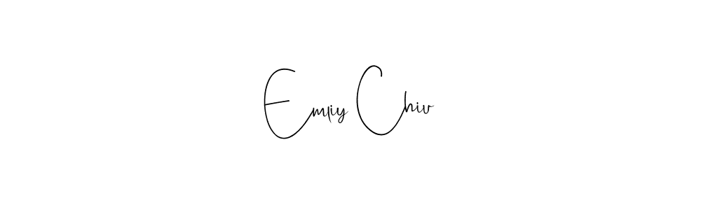 How to make Emliy Chiu name signature. Use Andilay-7BmLP style for creating short signs online. This is the latest handwritten sign. Emliy Chiu signature style 4 images and pictures png