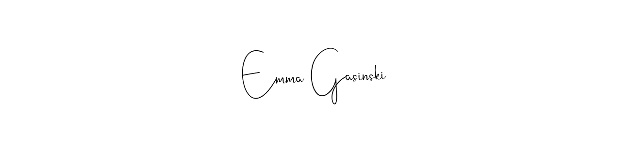 How to make Emma Gasinski name signature. Use Andilay-7BmLP style for creating short signs online. This is the latest handwritten sign. Emma Gasinski signature style 4 images and pictures png