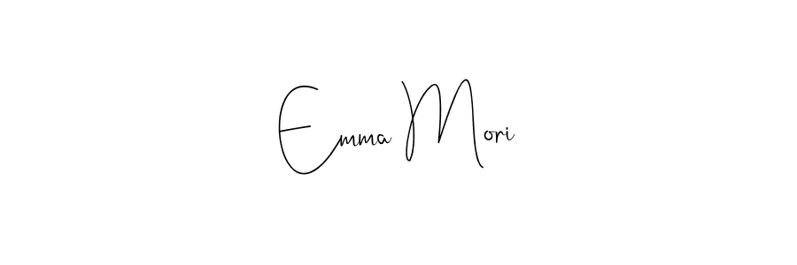 How to make Emma Mori name signature. Use Andilay-7BmLP style for creating short signs online. This is the latest handwritten sign. Emma Mori signature style 4 images and pictures png