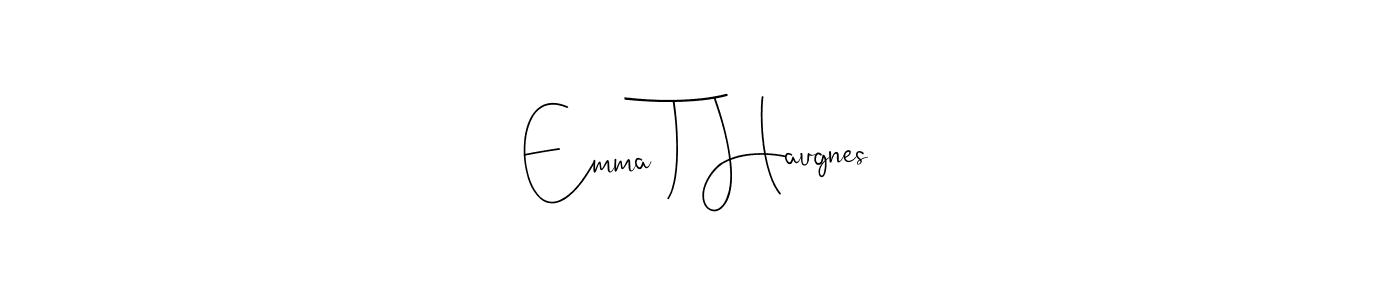 This is the best signature style for the Emma T Haugnes name. Also you like these signature font (Andilay-7BmLP). Mix name signature. Emma T Haugnes signature style 4 images and pictures png