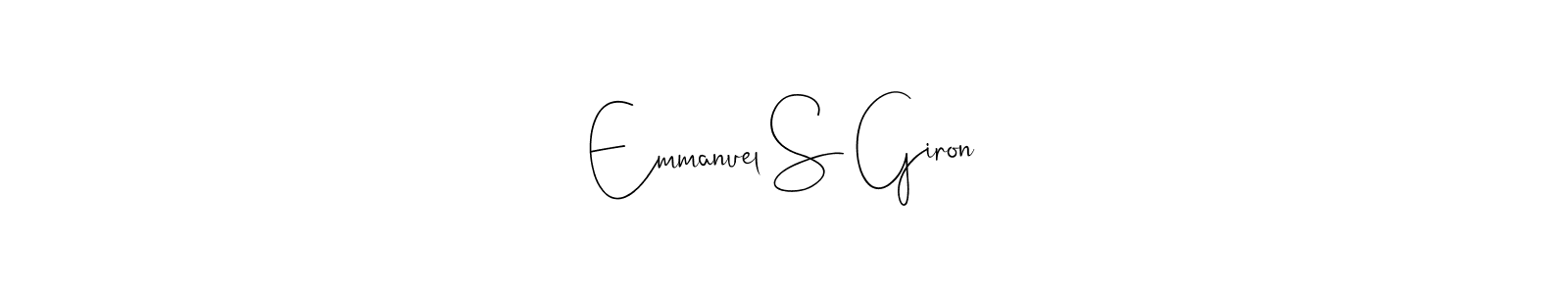 This is the best signature style for the Emmanuel S Giron name. Also you like these signature font (Andilay-7BmLP). Mix name signature. Emmanuel S Giron signature style 4 images and pictures png