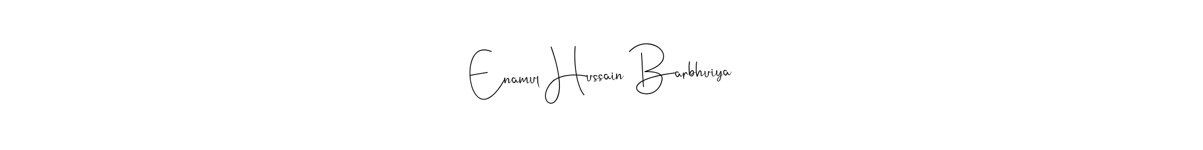 You should practise on your own different ways (Andilay-7BmLP) to write your name (Enamul Hussain Barbhuiya) in signature. don't let someone else do it for you. Enamul Hussain Barbhuiya signature style 4 images and pictures png