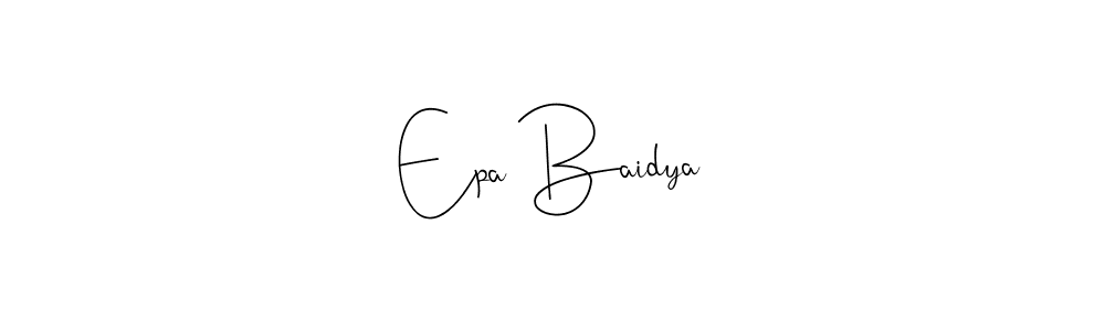 This is the best signature style for the Epa Baidya name. Also you like these signature font (Andilay-7BmLP). Mix name signature. Epa Baidya signature style 4 images and pictures png